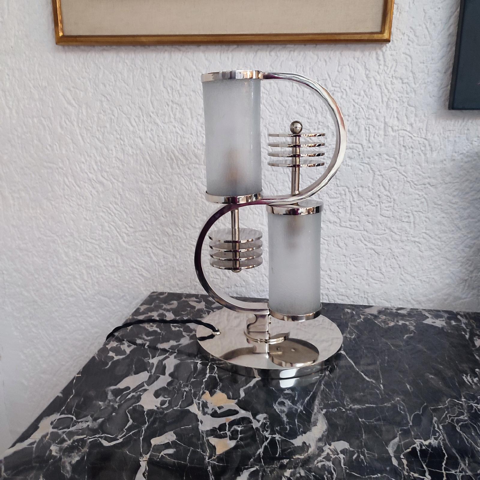 French Art Deco Table Lamp by Edgar Brandt and Daum Nancy  For Sale