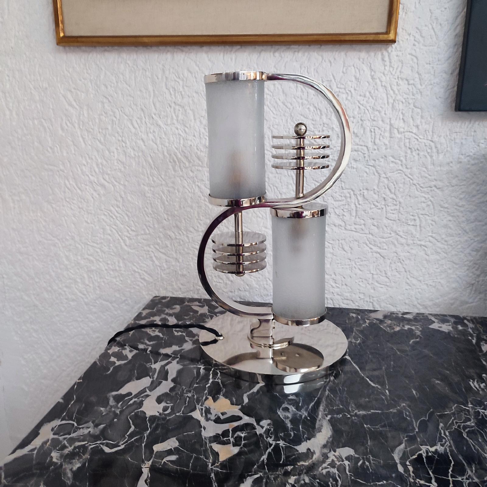 French Art Deco Table Lamp by Edgar Brandt and Daum Nancy