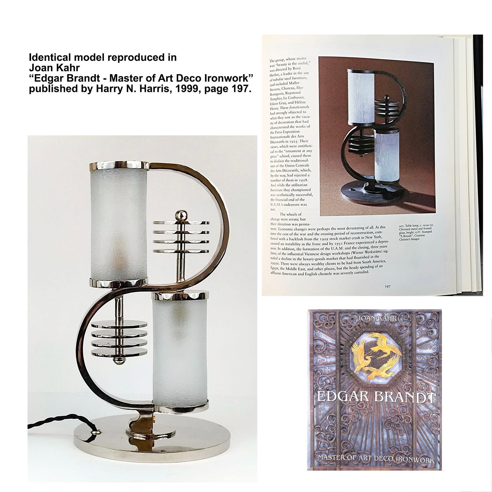 Etched Art Deco Table Lamp by Edgar Brandt and Daum Nancy