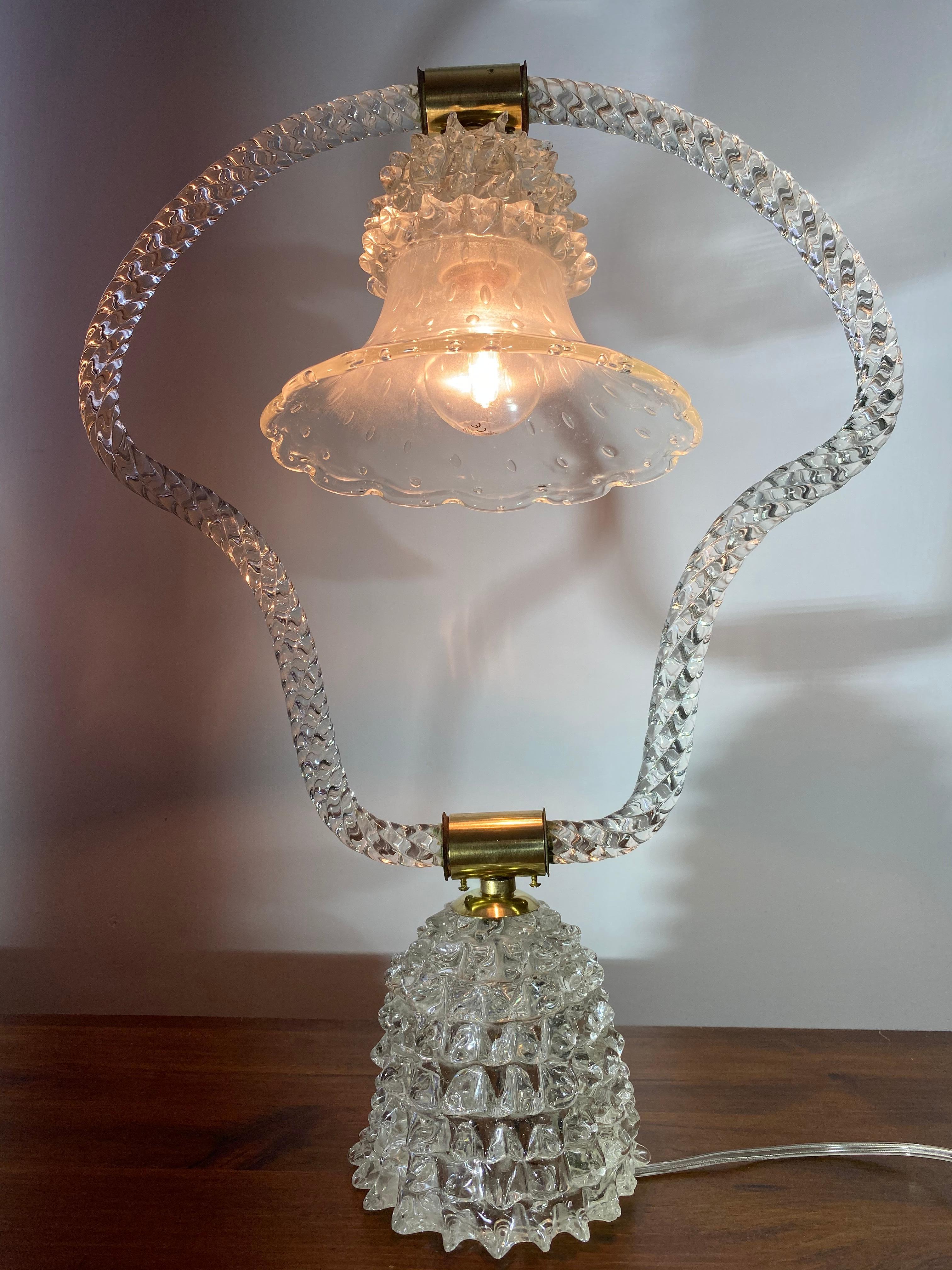 Art Deco Table Lamp by Ercole Barovier, Murano, 1940s For Sale 7
