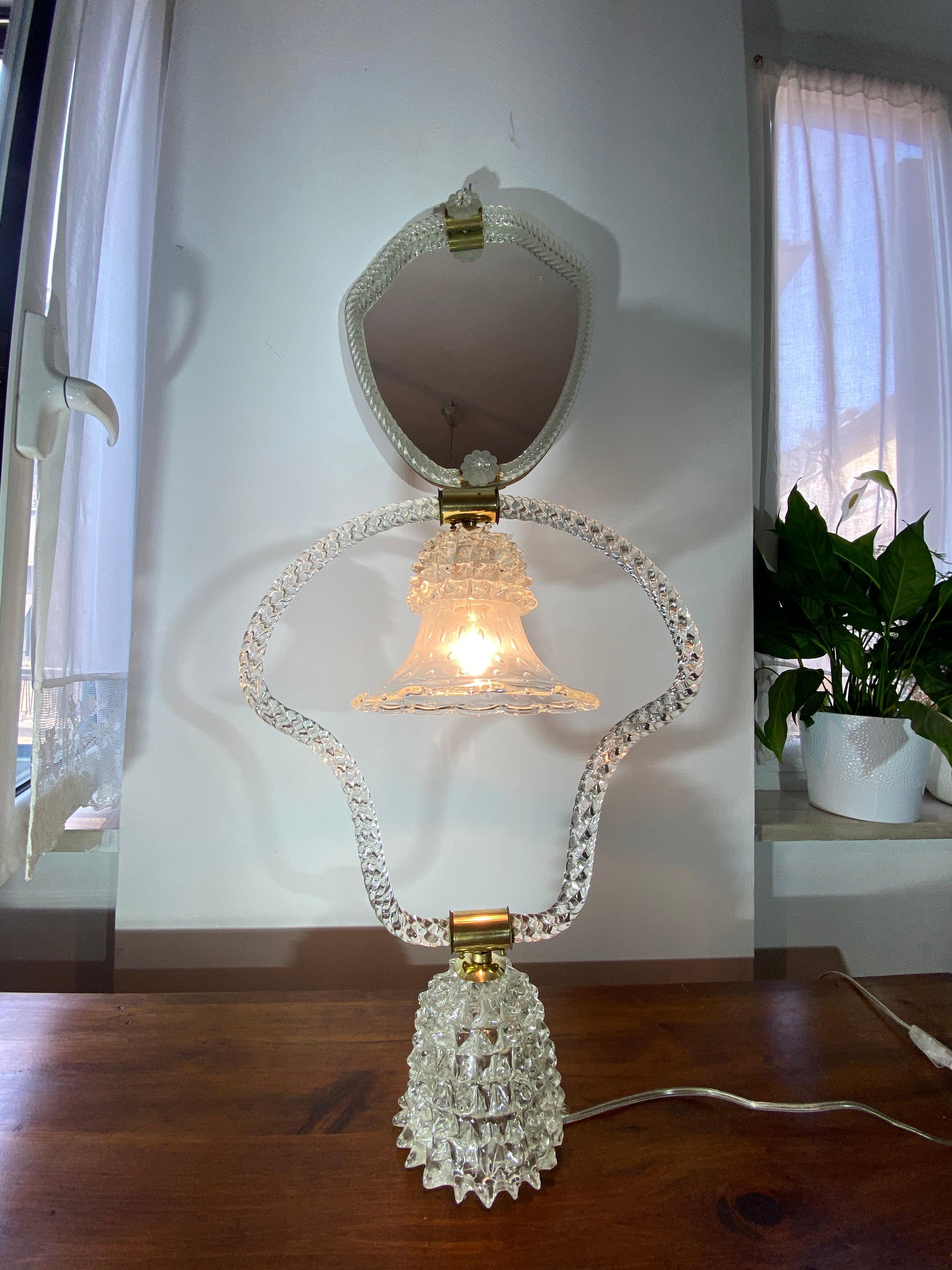 Art Deco Table Lamp by Ercole Barovier, Murano, 1940s For Sale 11