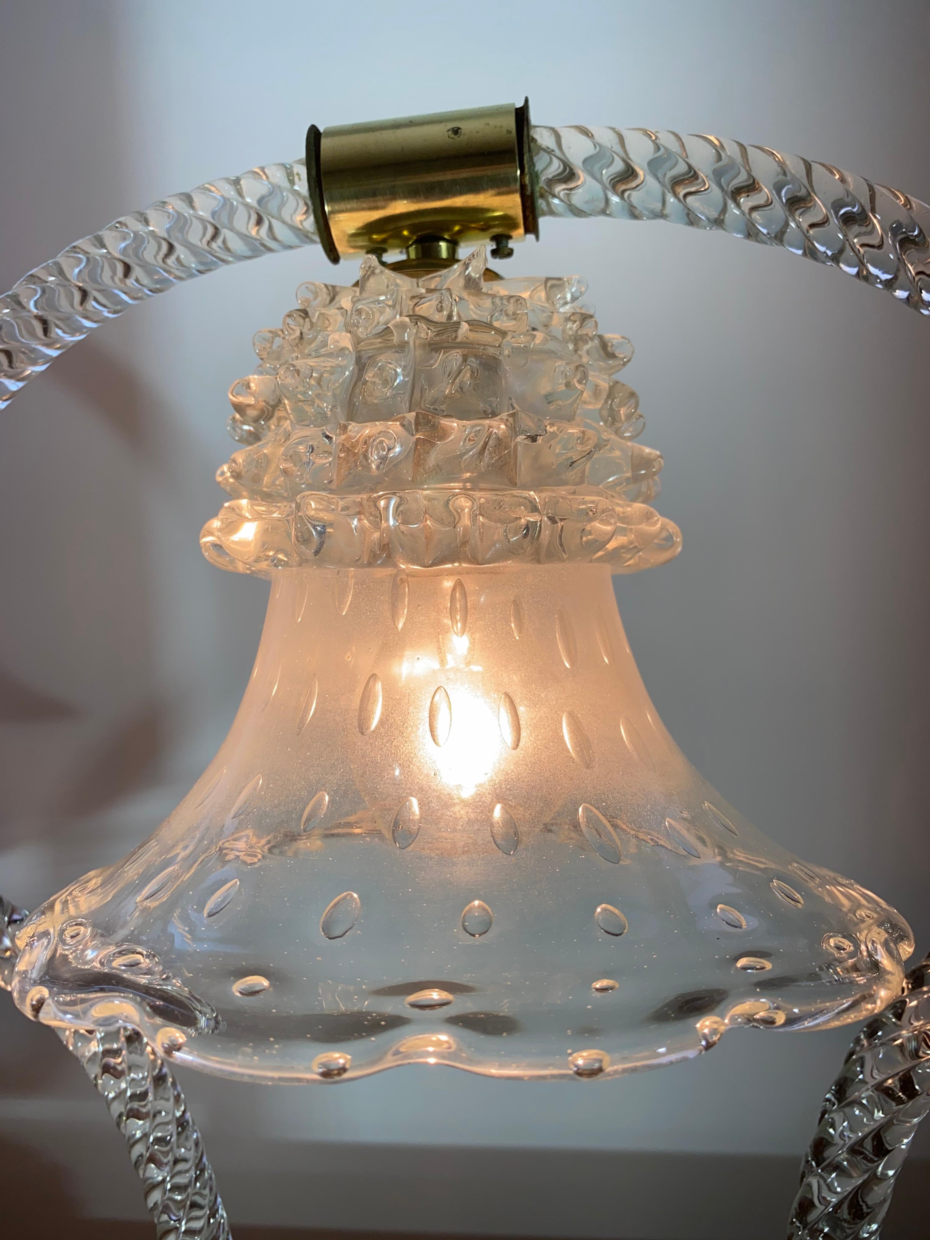 Italian Art Deco Table Lamp by Ercole Barovier, Murano, 1940s For Sale