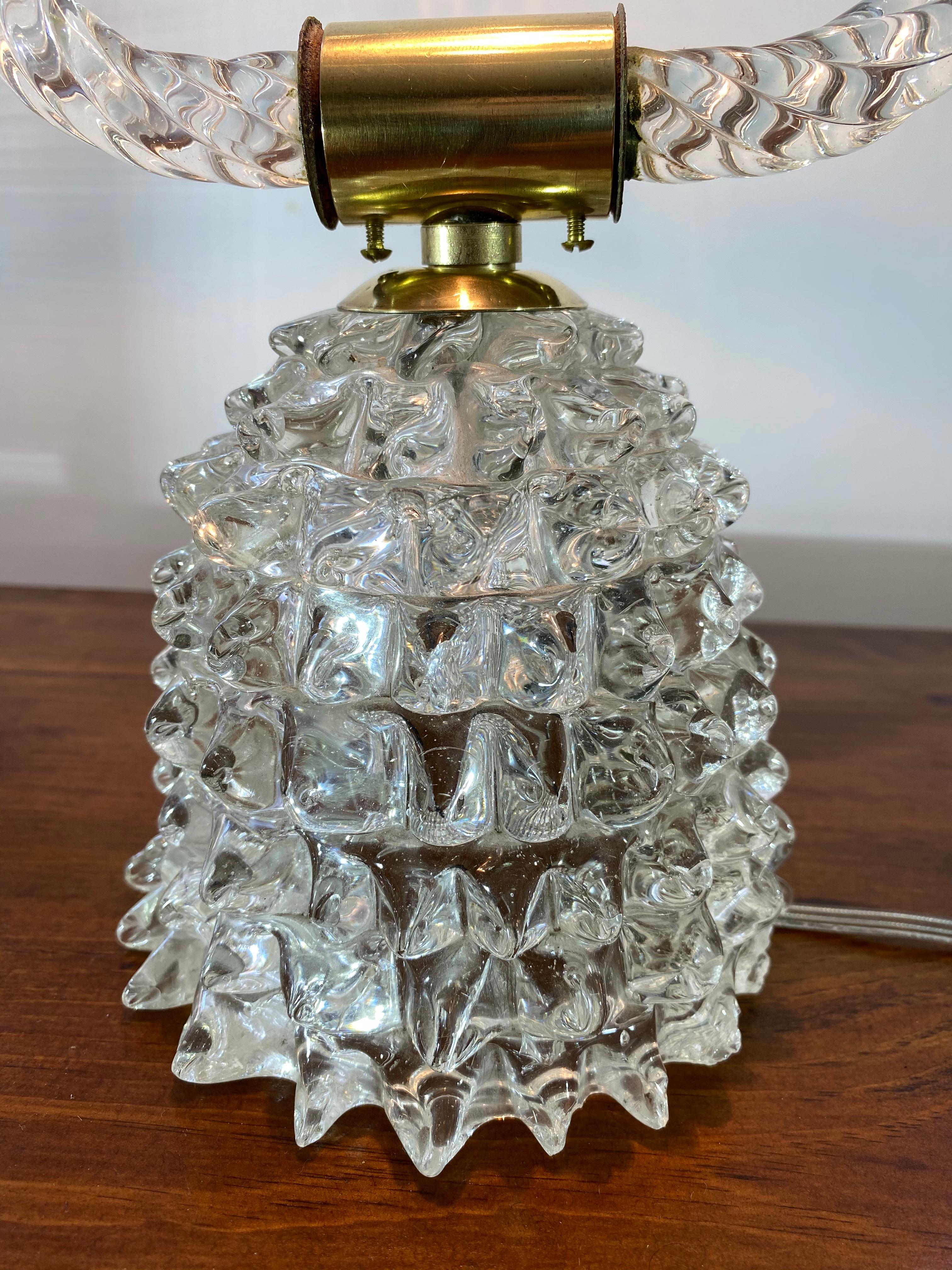 Hand-Crafted Art Deco Table Lamp by Ercole Barovier, Murano, 1940s For Sale