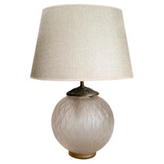 Art Deco Table Lamp by Genet & Michon, Glass & Metal, France, 1930