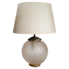 Art Deco Table Lamp by Genet & Michon, Glass & Metal, France, 1930