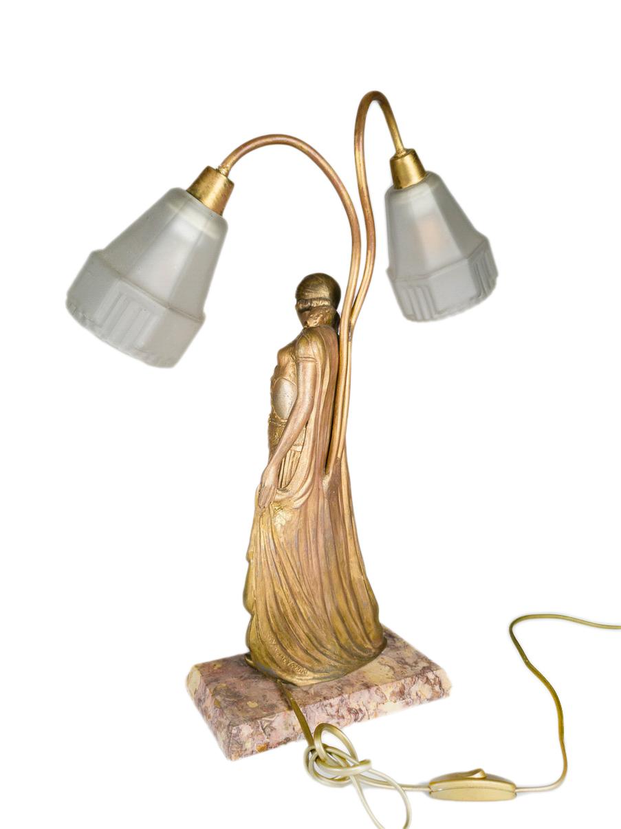 Art-Déco-Tischlampe von Georges Van De Voorde, Frankreich, 1925 im Angebot 1