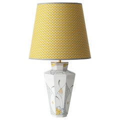 Art Deco Table Lamp by Royal Delft, Hand-Painted Ceramic, Netherlands