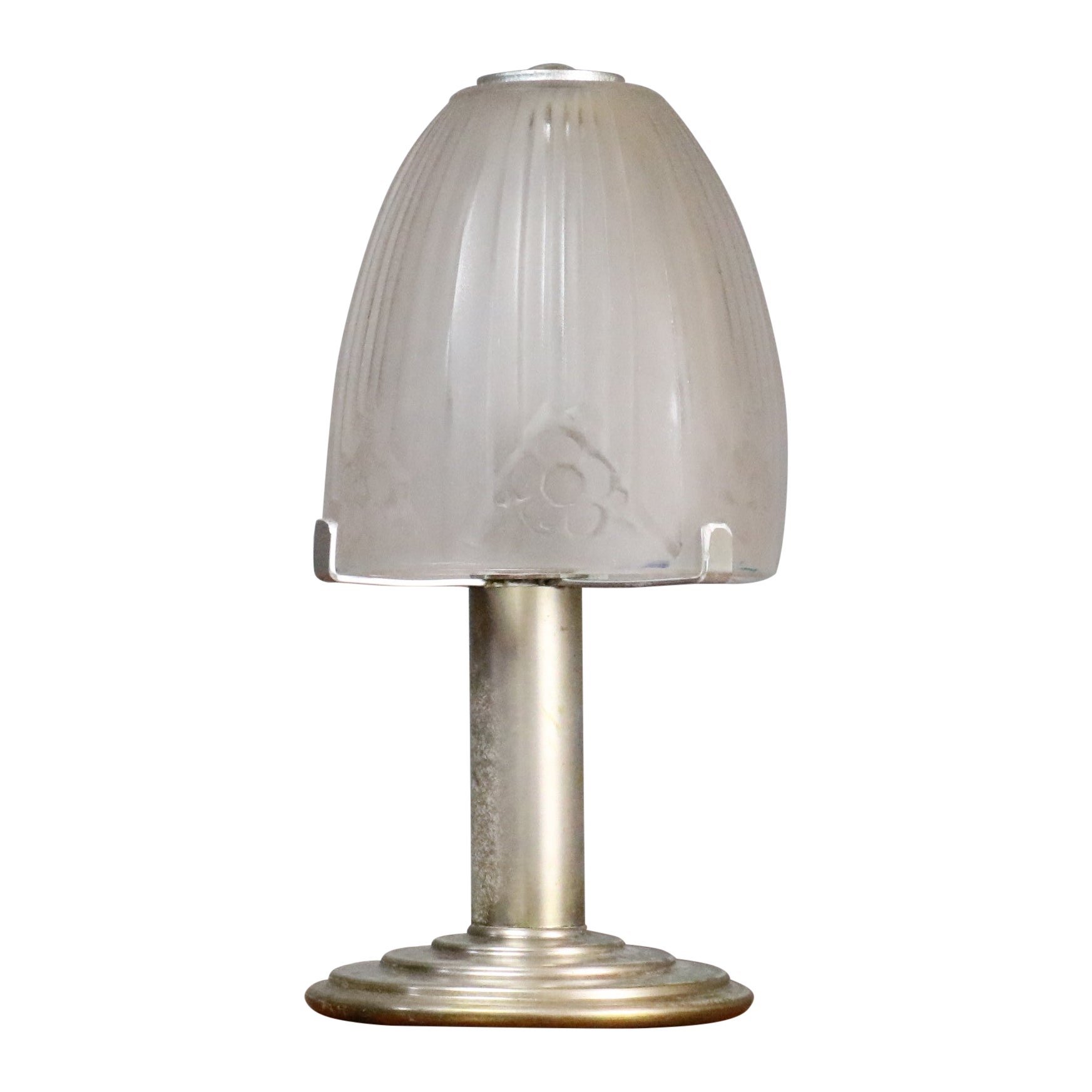 Art Deco Table Lamp by Workshop Sonover, Silver Base, Floral Motifs For Sale
