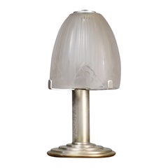 Art Deco Table Lamp by Workshop Sonover, Silver Base, Floral Motifs