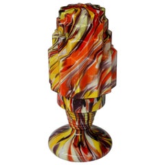 Art Deco Table Lamp Colored Glass