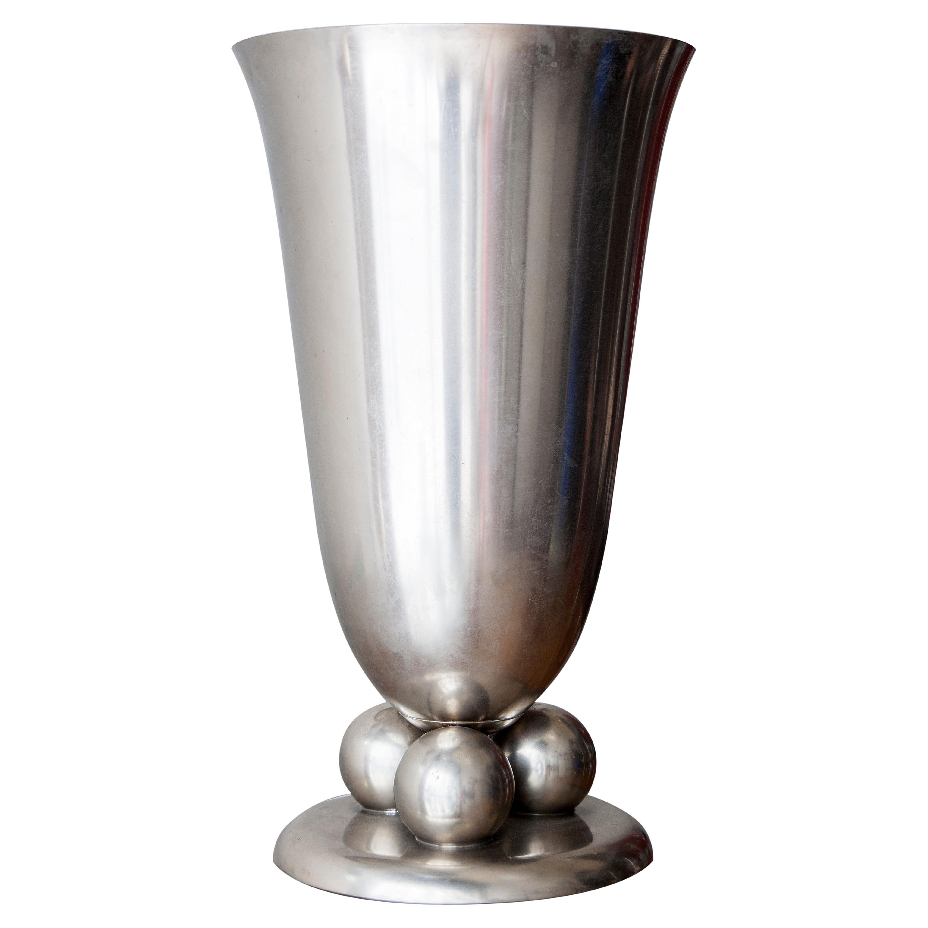 Art-Déco-Tischlampe, Design: Wmf, 1920, aus Silberbronze und Glas