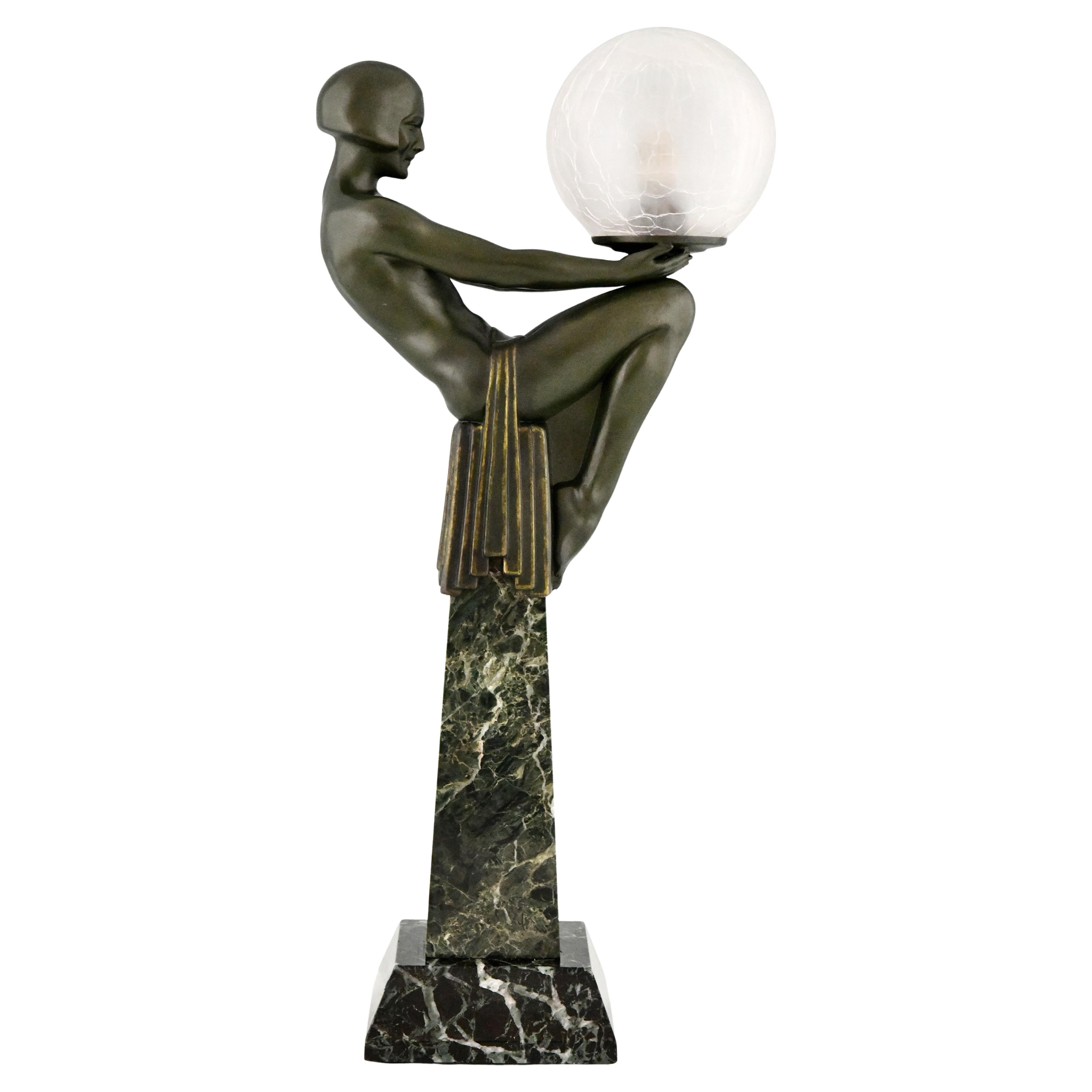 Art Deco table lamp ENIGME by Max Le Verrier, France original 1925 signed