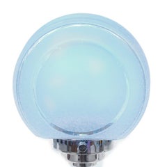 Art Deco Style Table Lamp Frosted Blue Glass Shade Glass spheres to Chrome stem