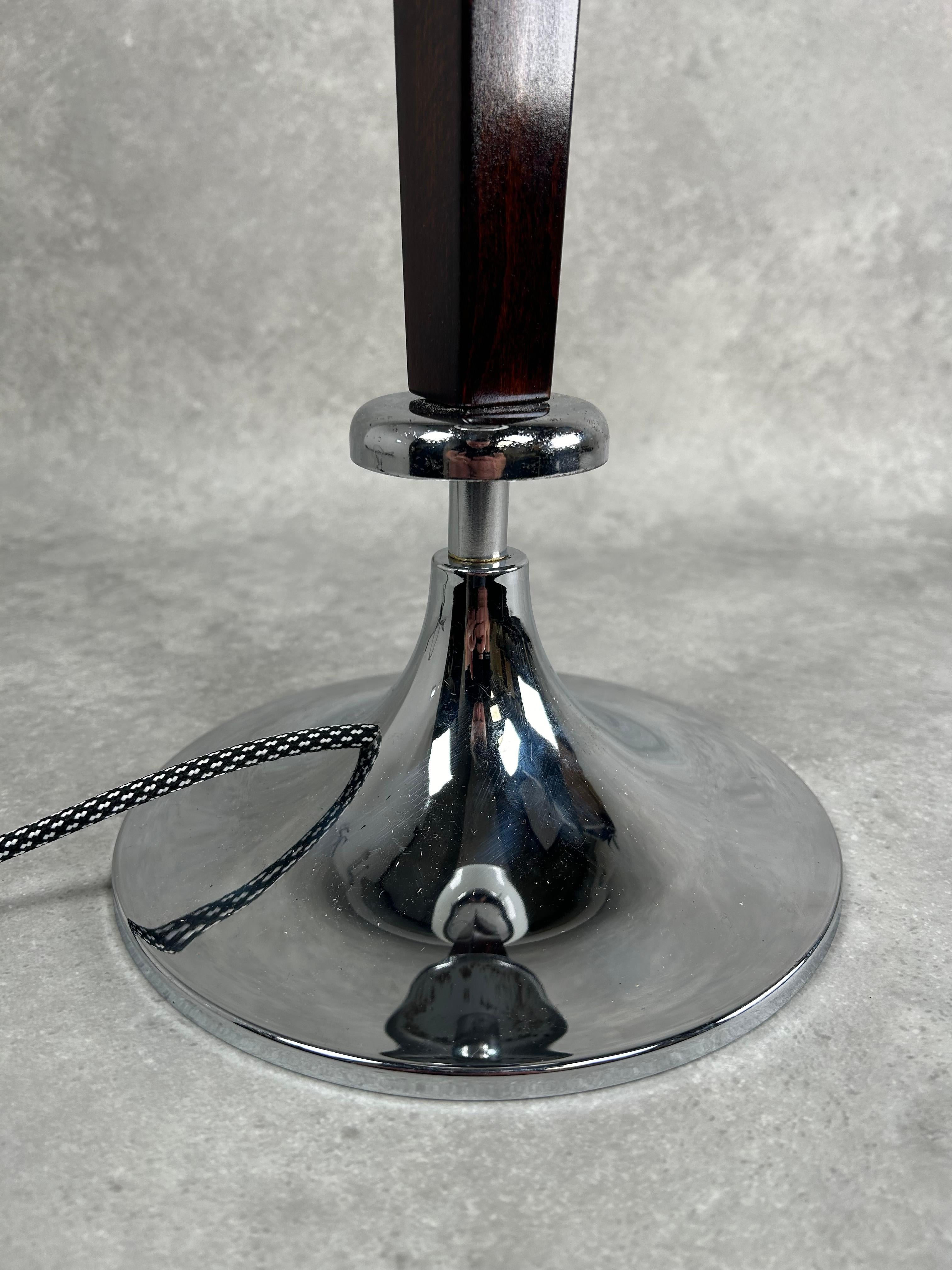 Art deco table lamp with white opaline glass lampshade.