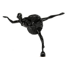 Art Deco Table Lamp Black Bronze Dancer Statue, 20th Century