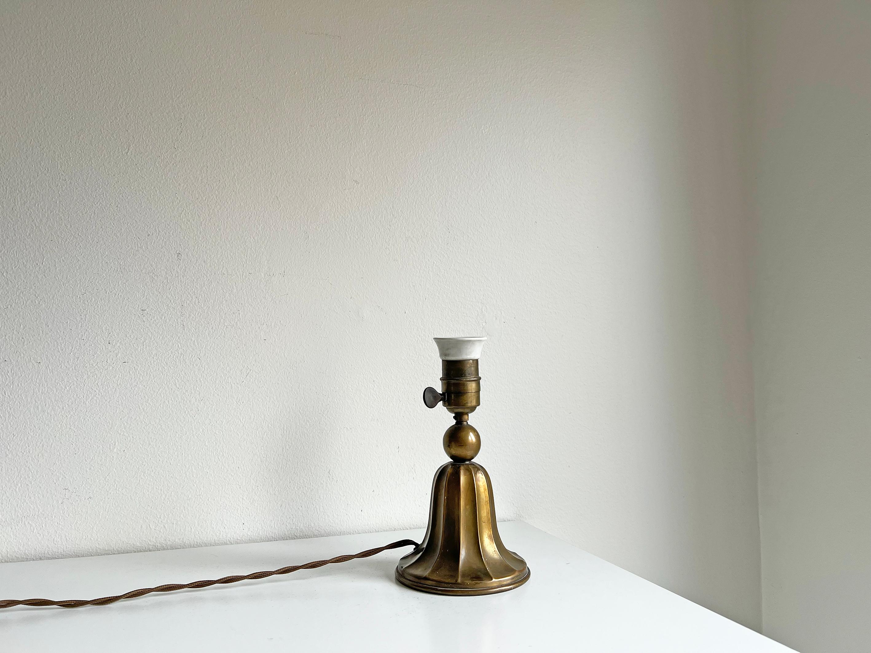 Swedish Art Deco Table Lamp in Brass by CG Hallberg, 1920-1930s For Sale
