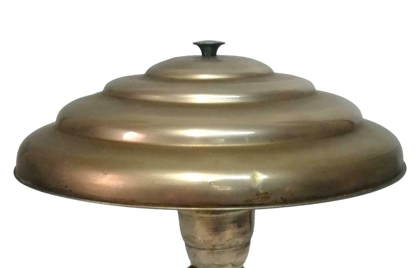 Mid-20th Century Art Deco Table Lamp in Brass & Crystal Vintage Design, 1950s For Sale
