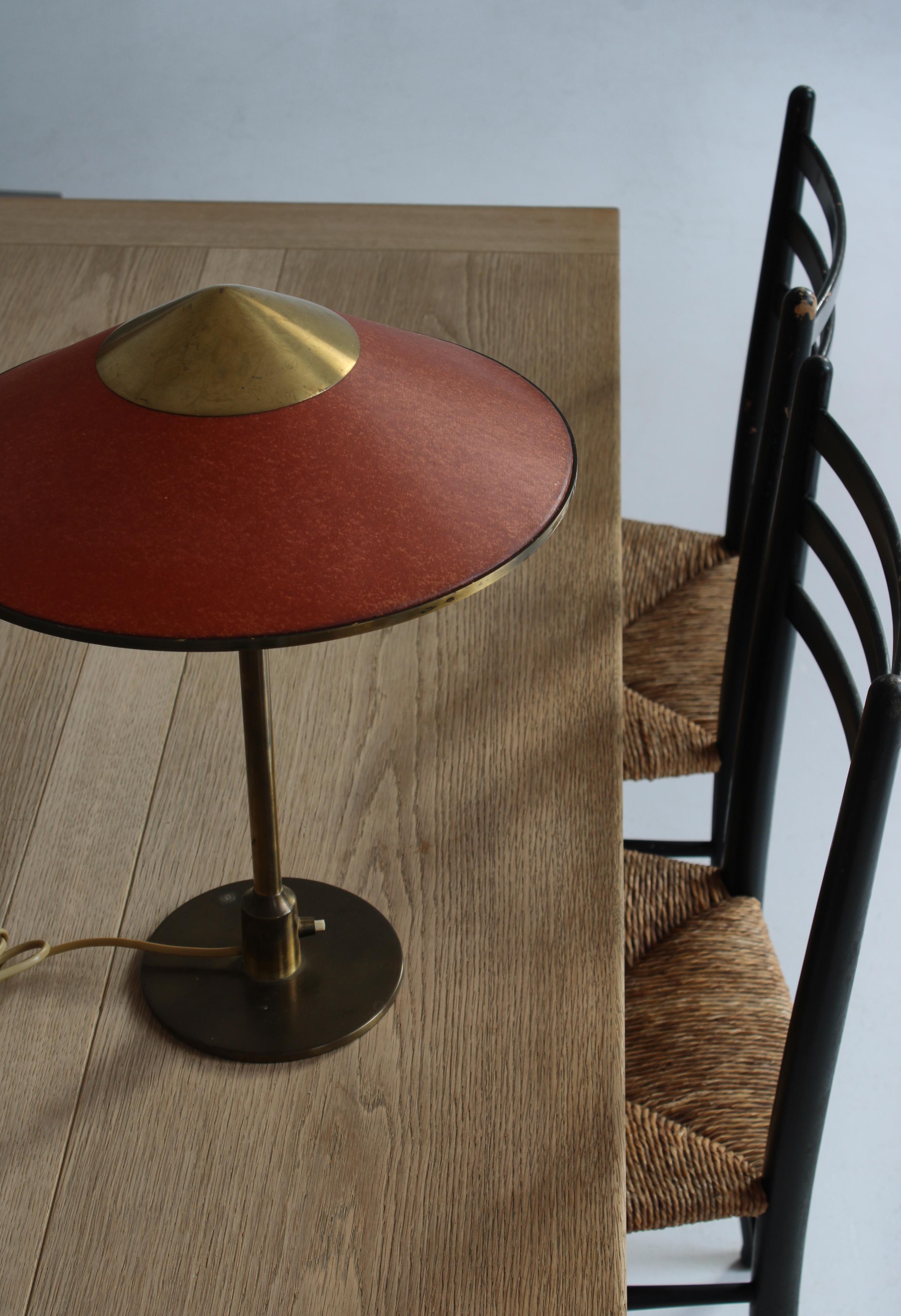 Art Deco Table Lamp in Brass & Oil Paper by Niels Thykier for Fog & Mørup, 1930s 8