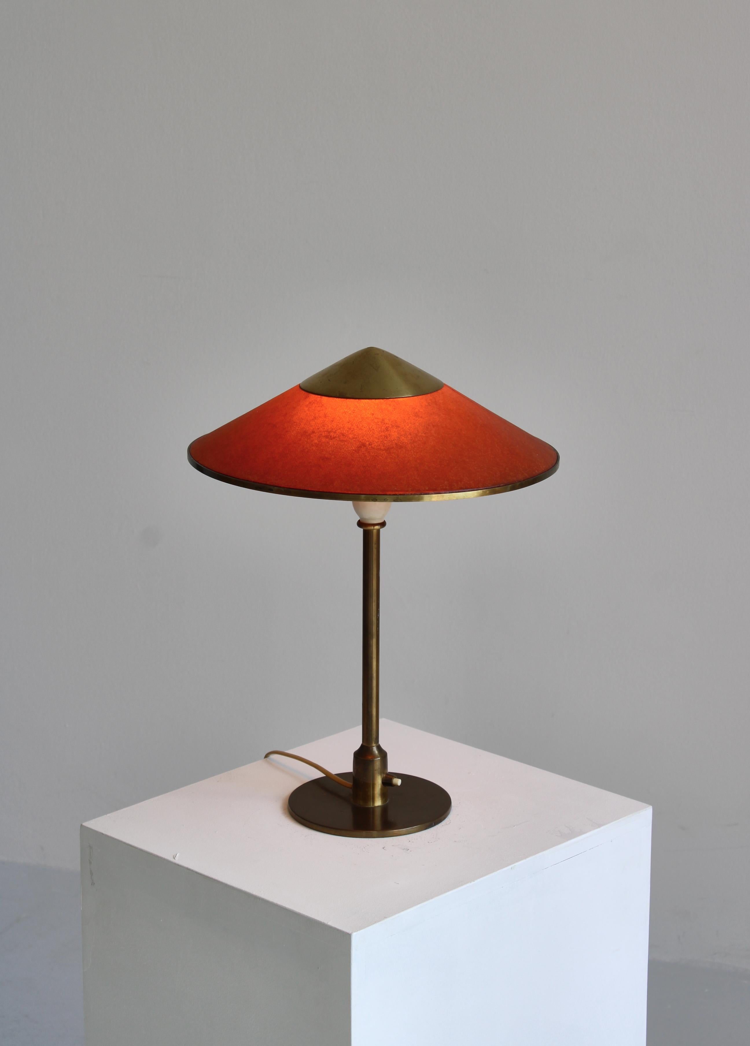 Mid-20th Century Art Deco Table Lamp in Brass & Oil Paper by Niels Thykier for Fog & Mørup, 1930s