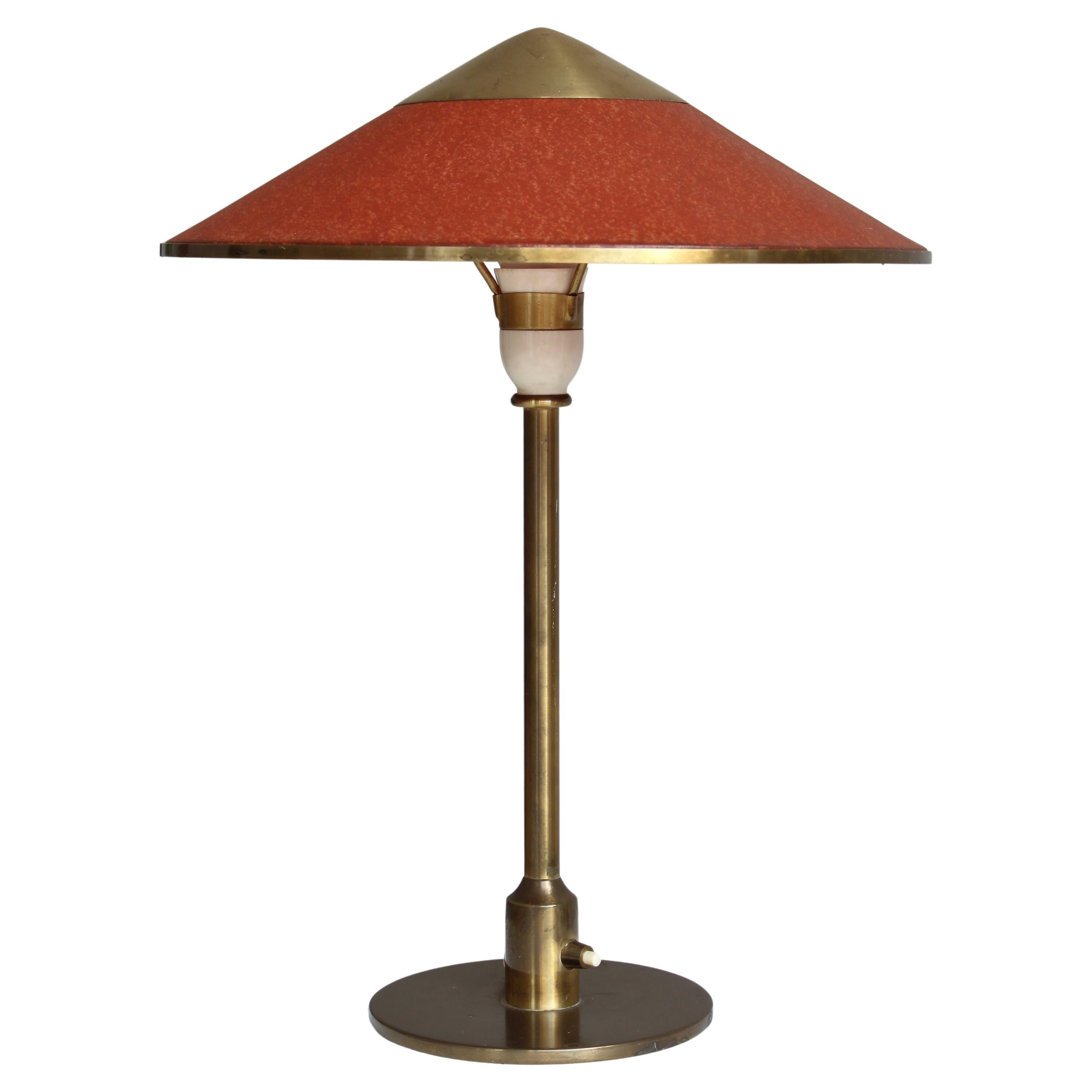 Art Deco Table Lamp in Brass 
Oil Paper by Niels Thykier for Fog 
Mørup, 1930s