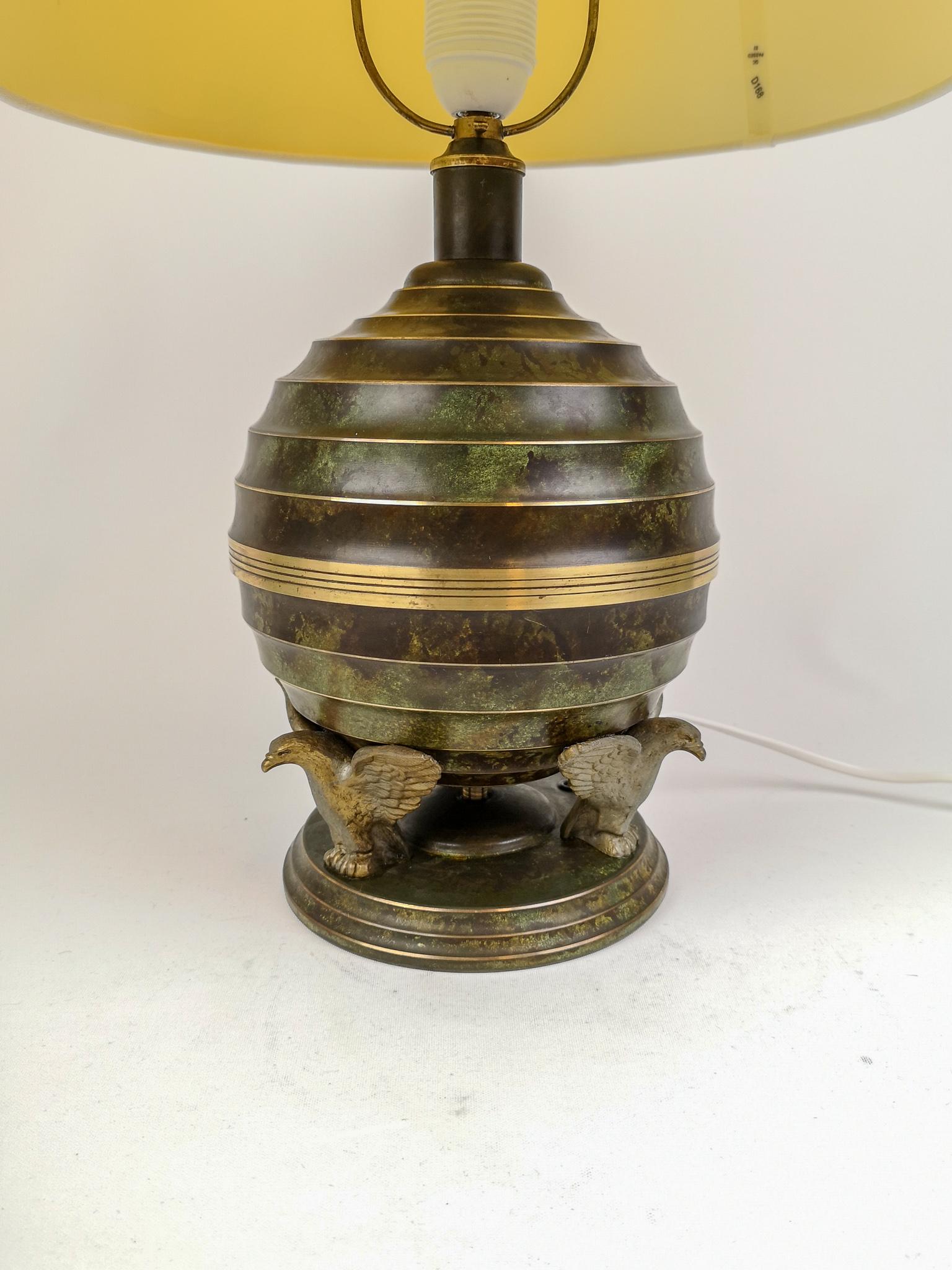 Swedish  Art Deco Table Lamp in Bronze and Brass by SVM Handarbete Sweden