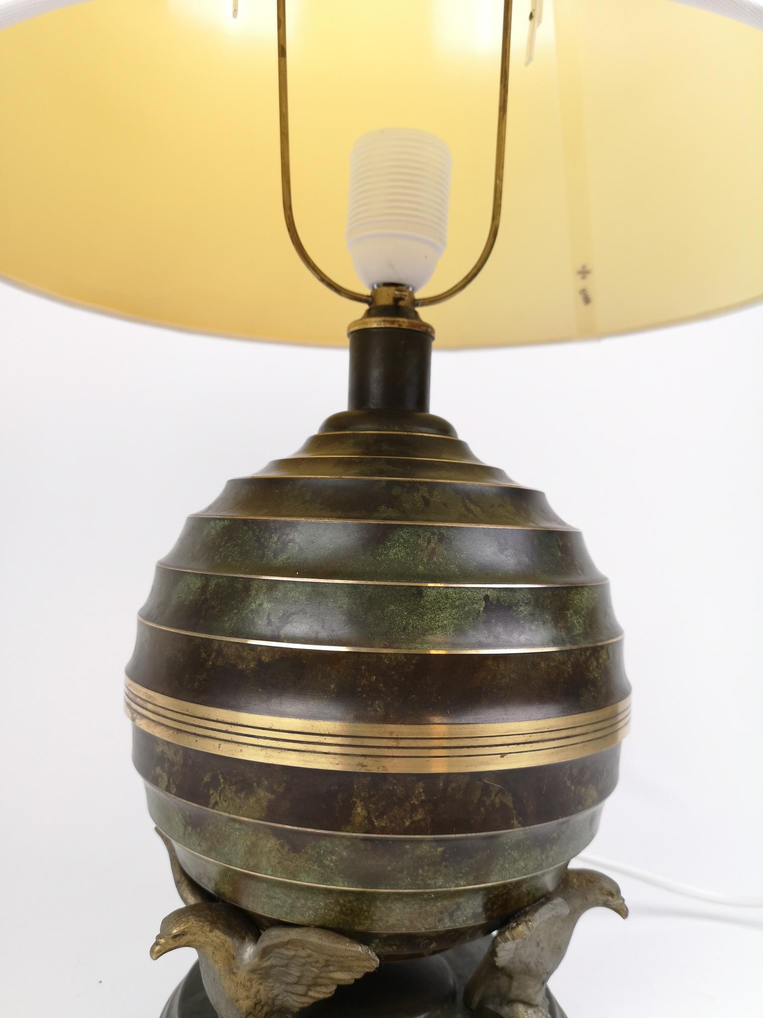  Art Deco Table Lamp in Bronze and Brass by SVM Handarbete Sweden In Good Condition In Hillringsberg, SE