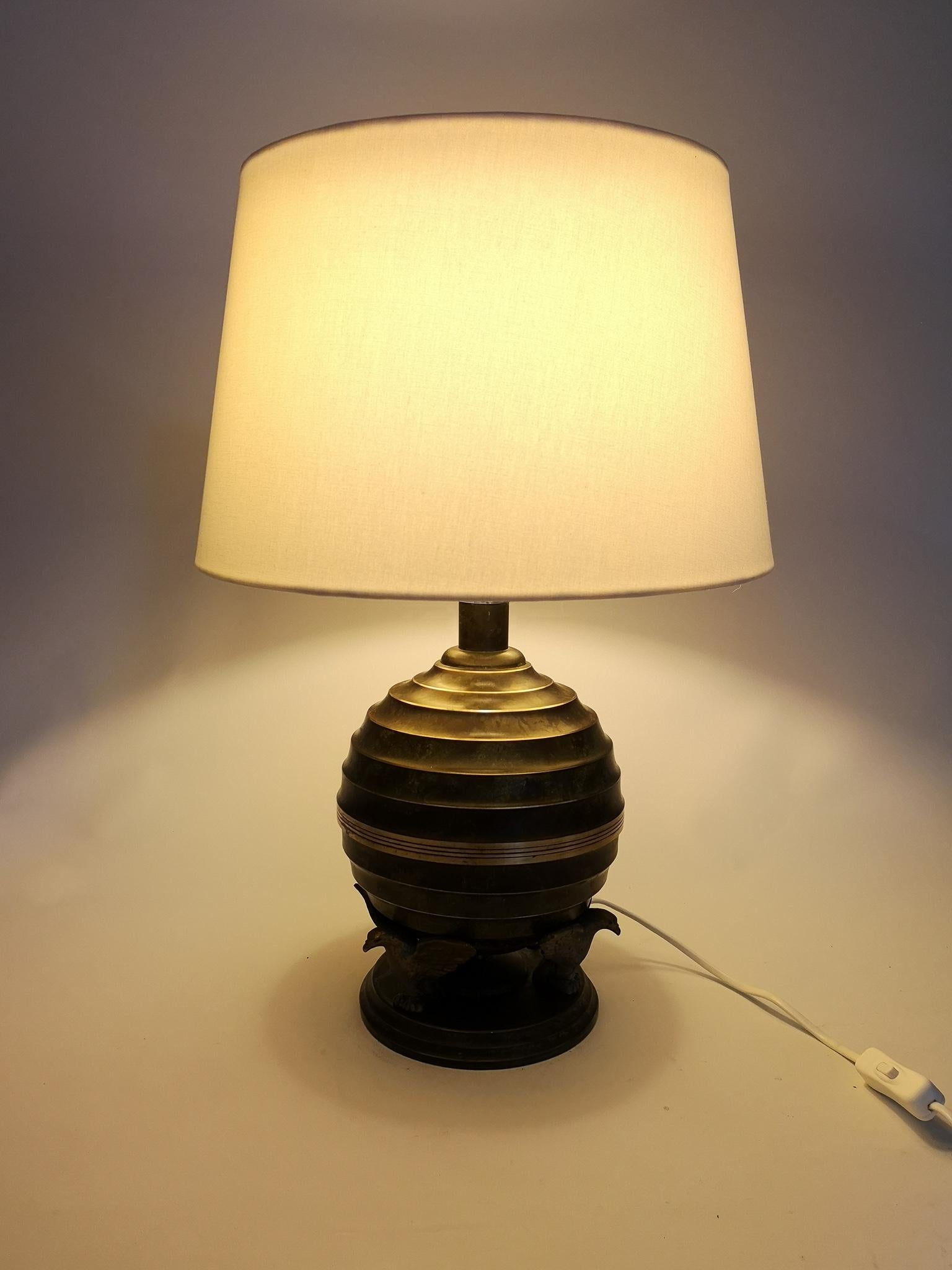 Mid-20th Century  Art Deco Table Lamp in Bronze and Brass by SVM Handarbete Sweden