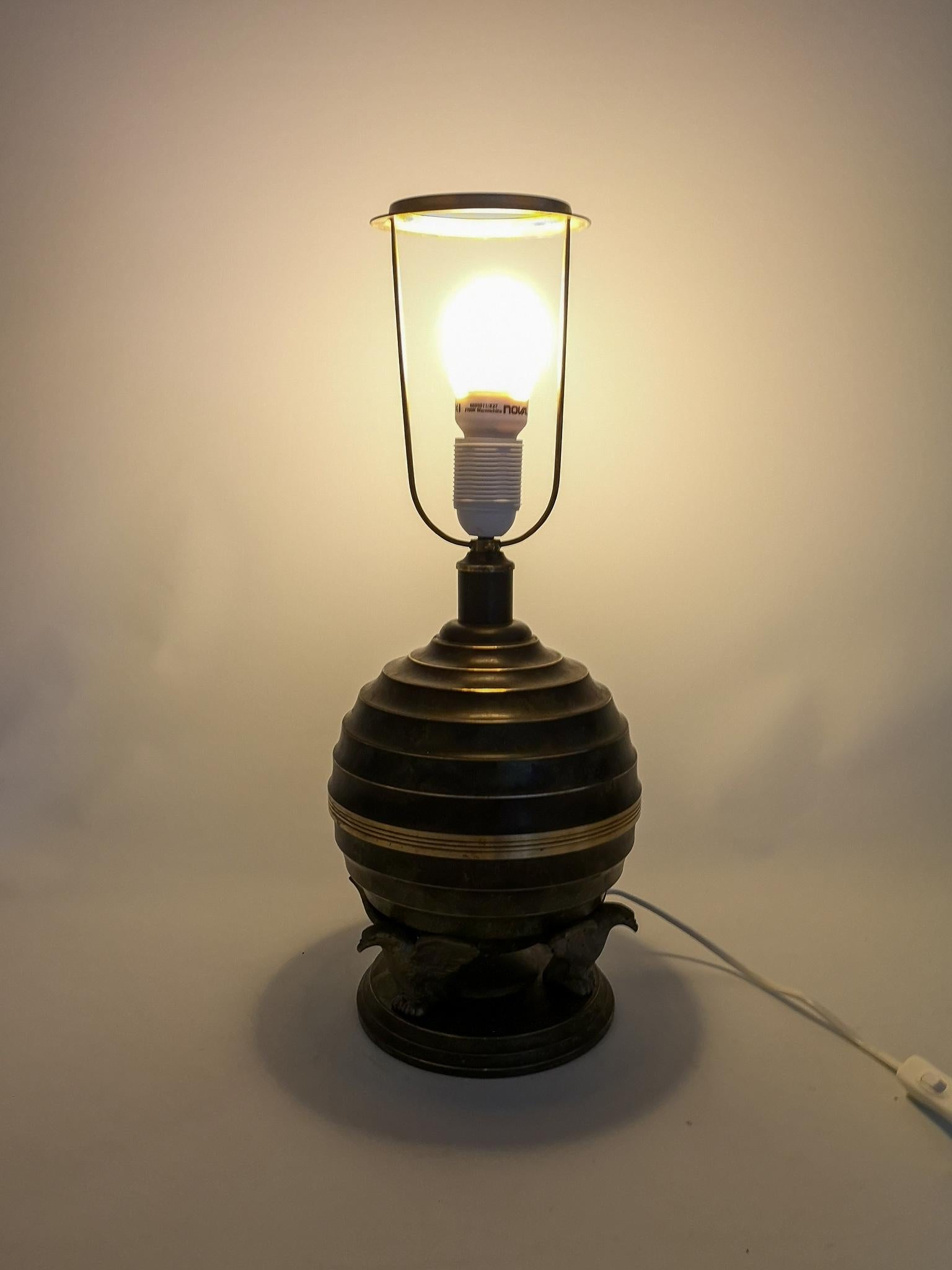  Art Deco Table Lamp in Bronze and Brass by SVM Handarbete Sweden 2