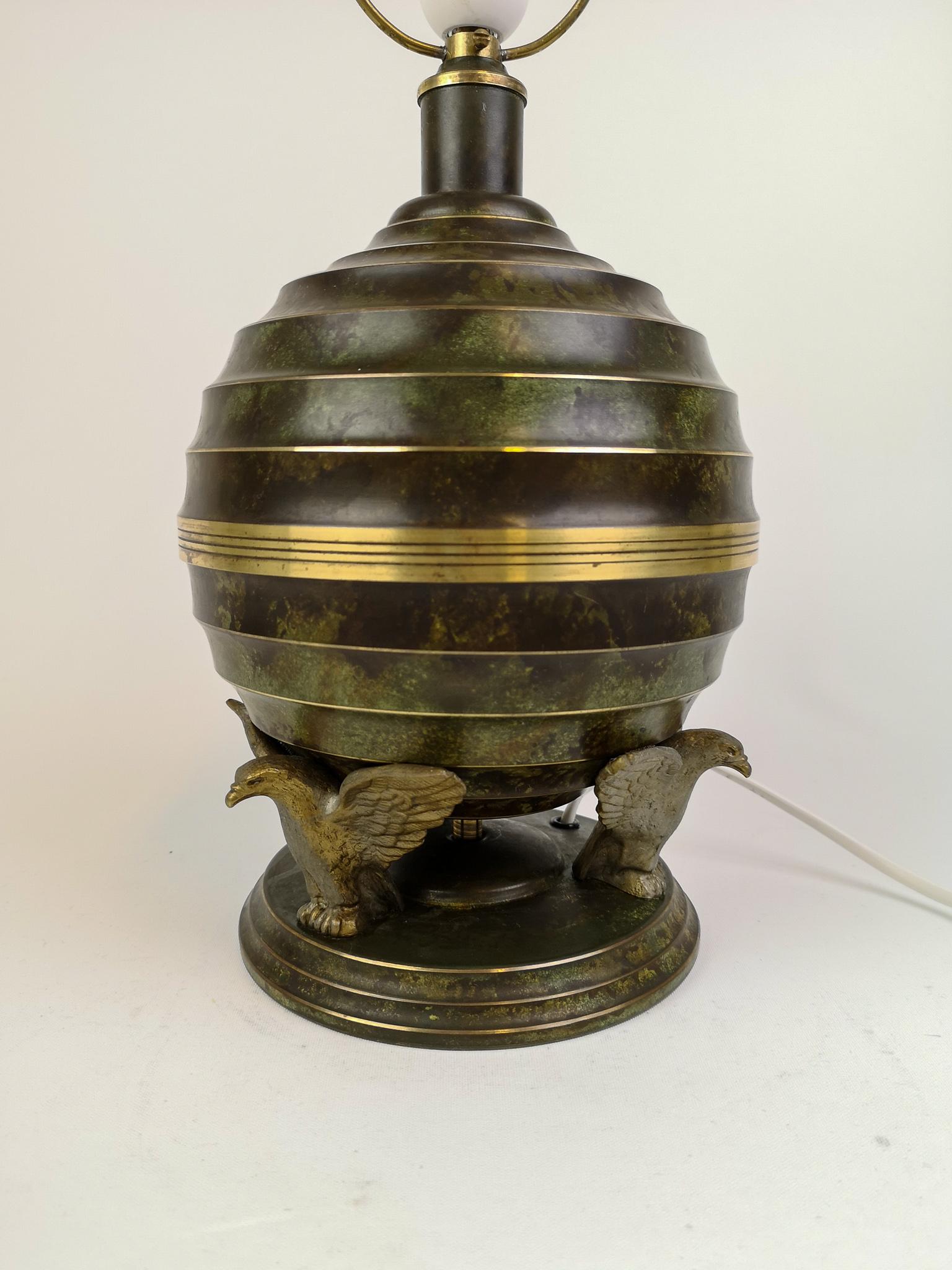  Art Deco Table Lamp in Bronze and Brass by SVM Handarbete Sweden 3
