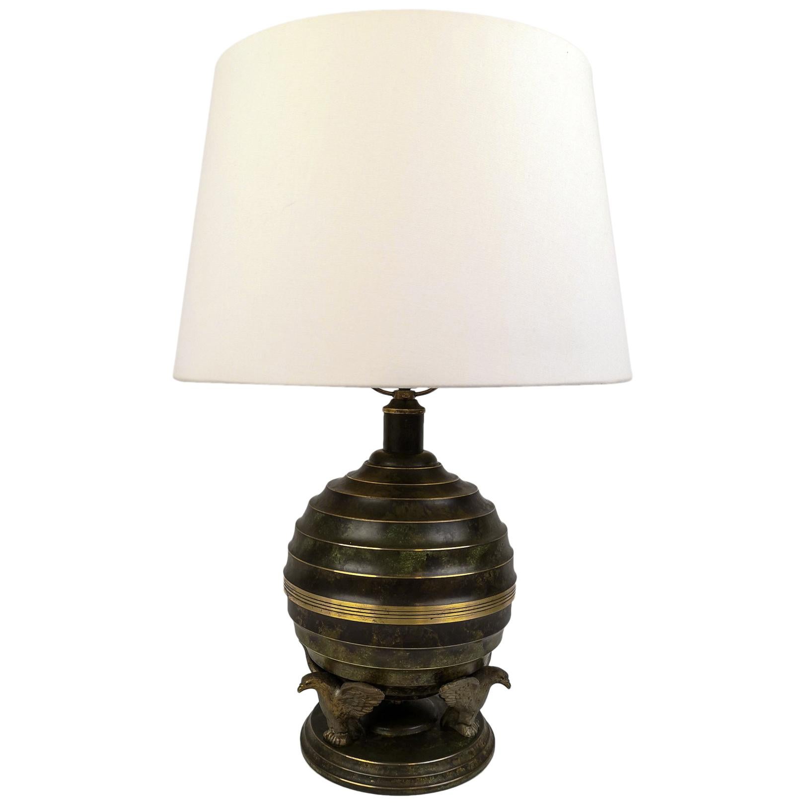  Art Deco Table Lamp in Bronze and Brass by SVM Handarbete Sweden