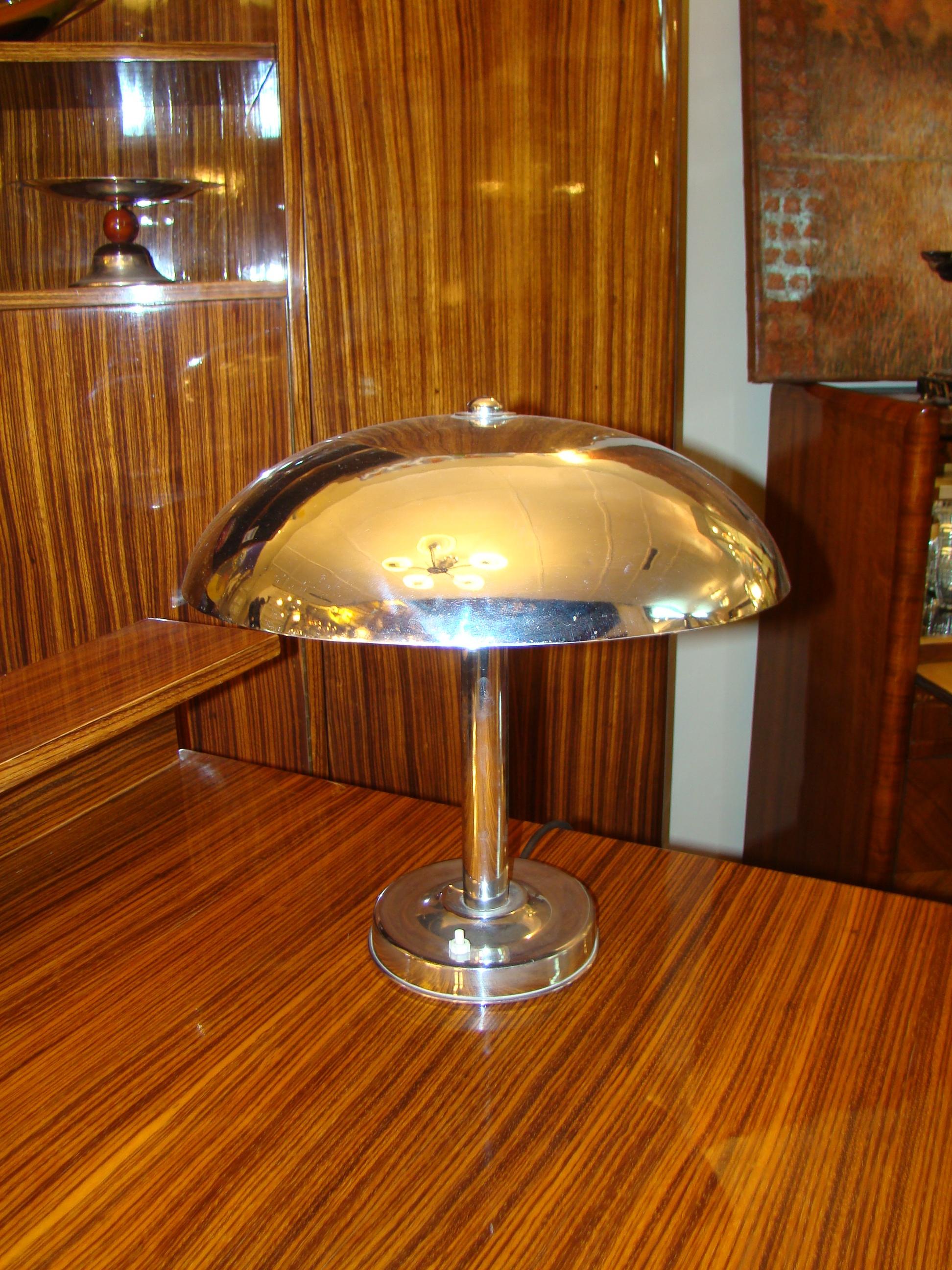 Art déco-Tischlampe aus Chrom, 1920, Frankreich im Angebot 3