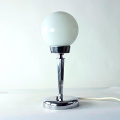 Art Deco Table Lamp In Chrome And Glass, Czechoslovakia 1940s
