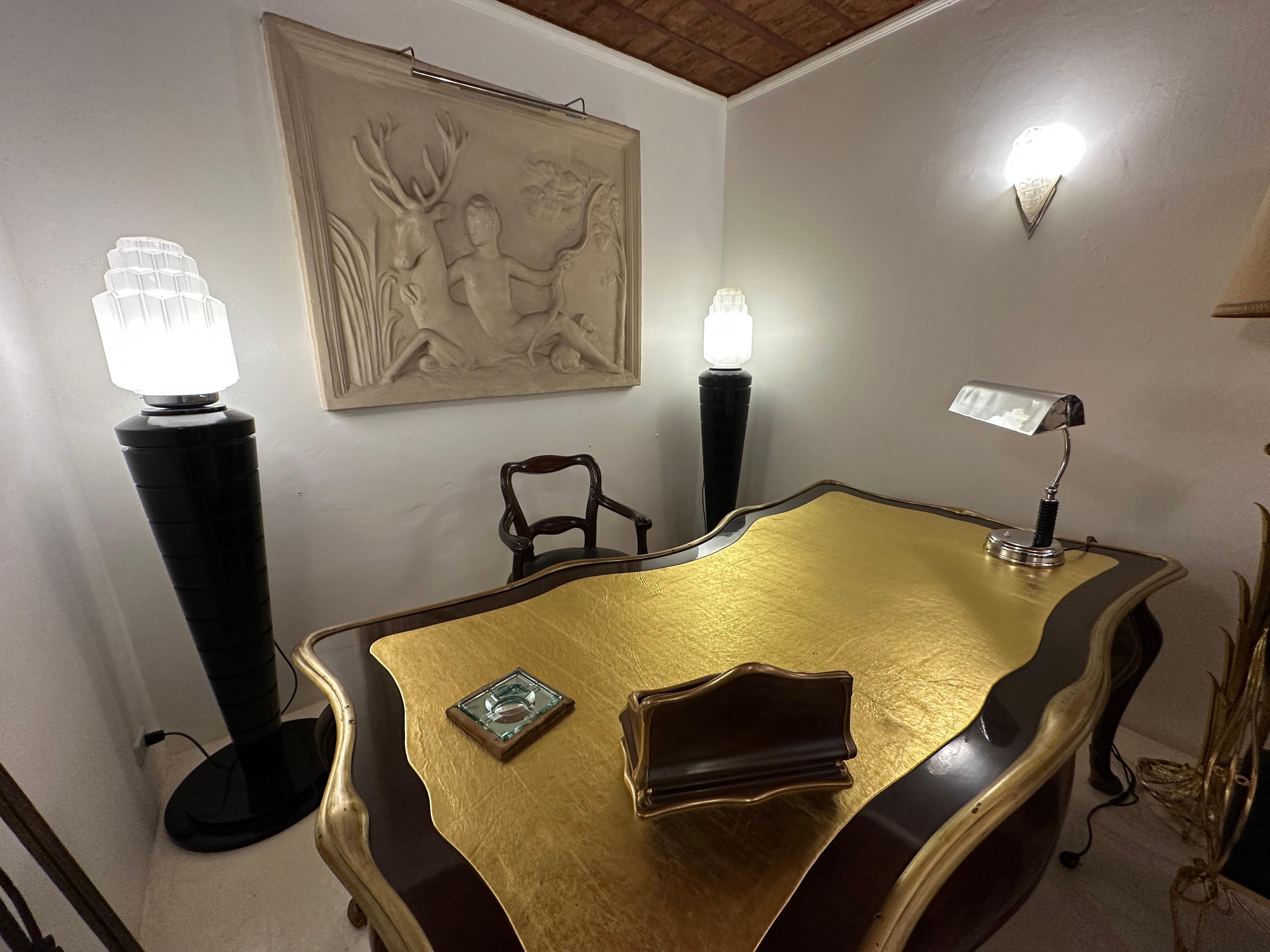 Art Deco table Lamp in chrome bronze and wood 1925, France en vente 3