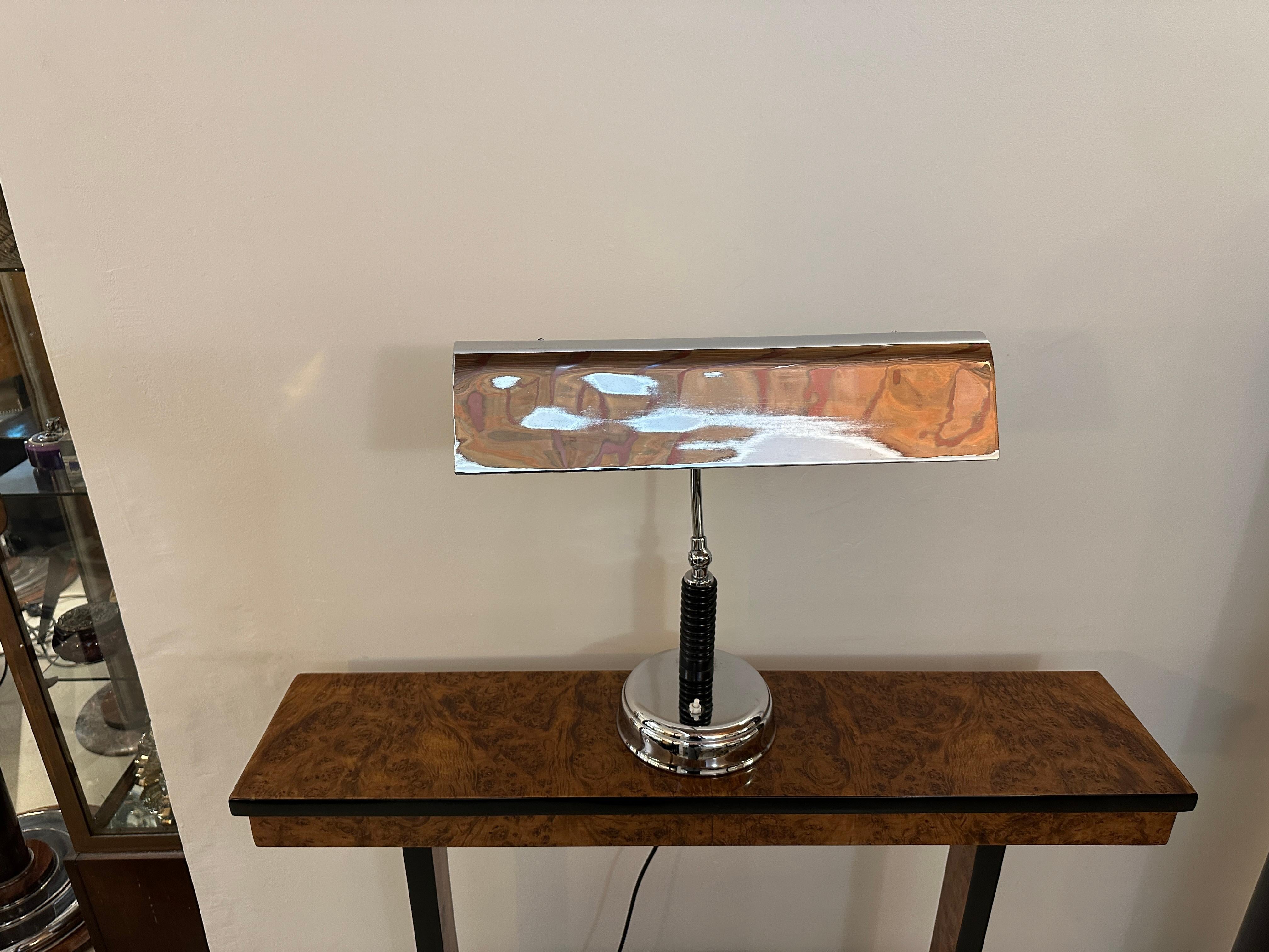 Début du 20ème siècle Art Deco table Lamp in chrome bronze and wood 1925, France en vente