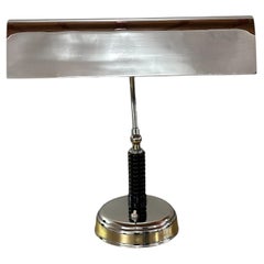 Art Deco table Lamp in chrome bronze and wood 1925, France
