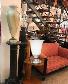 Art Deco table Lamp in chrome, glass and wood 1925, France