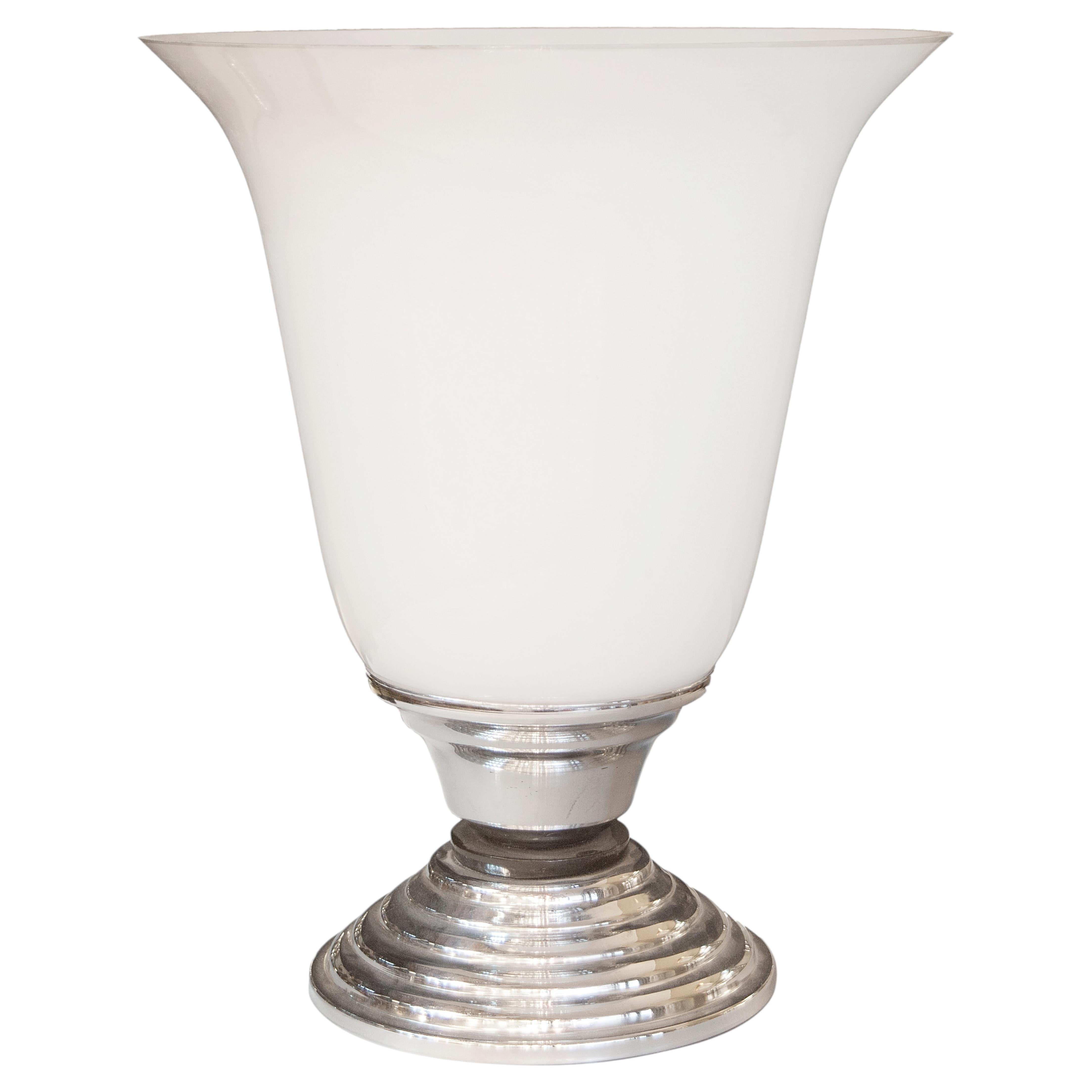 Lampe de table Art déco en chrome, verre et Wood 1925, France