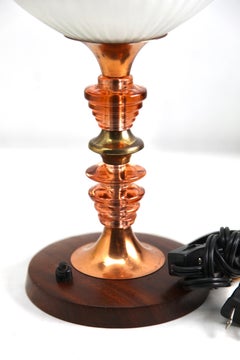 Art Deco Table Lamp in Colored Glass and with Brass Details, 1935