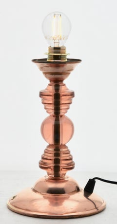 Art Deco Table Lamp in Colored Glass and with Brass Details, 1935s