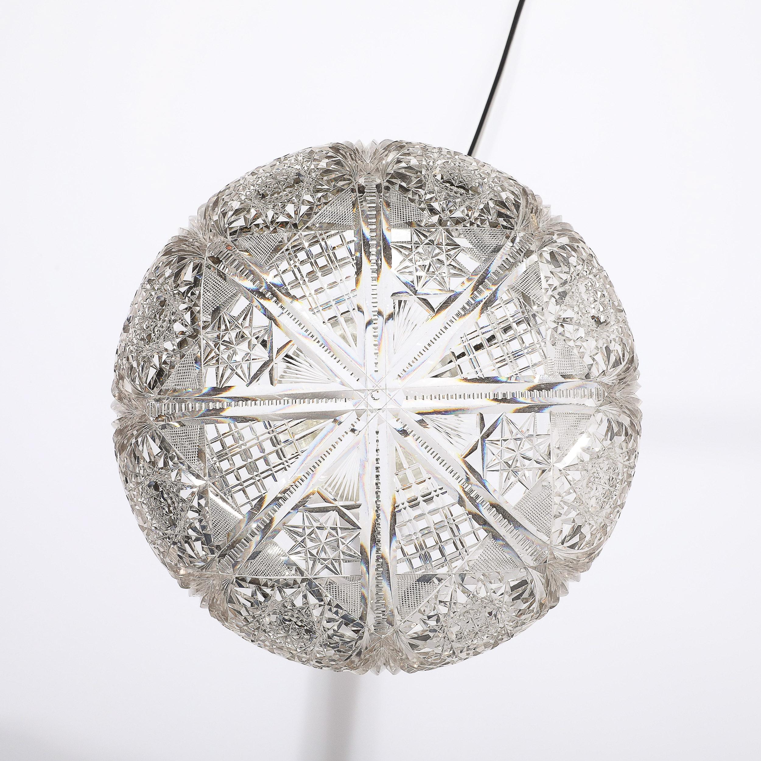 Art-Déco-Tischlampe aus geschliffenem Kristall und Bronze im Angebot 6