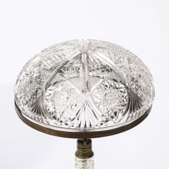 Art Deco Table Lamp in Cut Crystal and Bronze