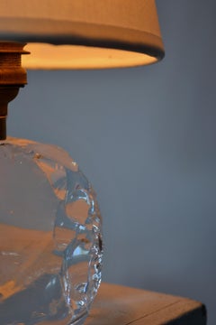 Lámpara de sobremesa Art Déco de cristal y latón, diseño francés, años 30