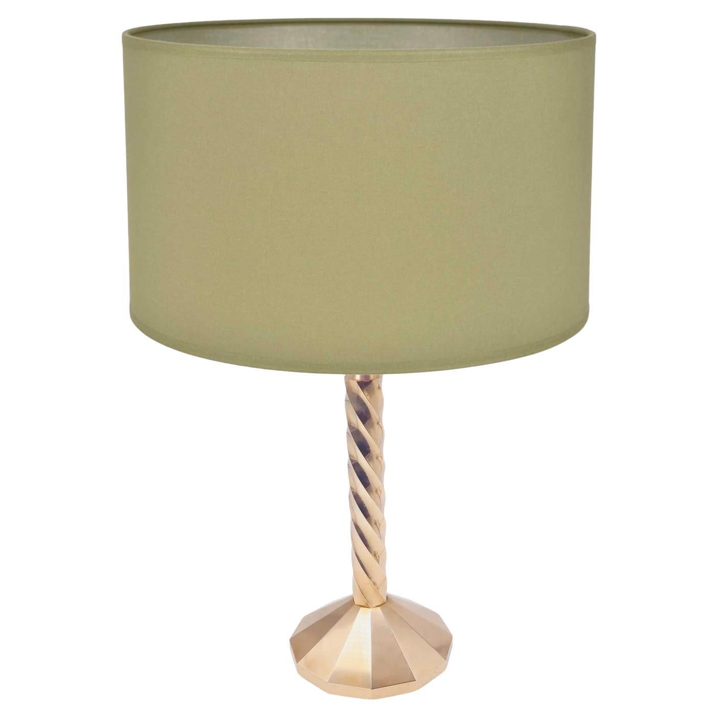 French Art Deco Table Lamp, in Gold-Coloured Brass, circa 1940, France For Sale