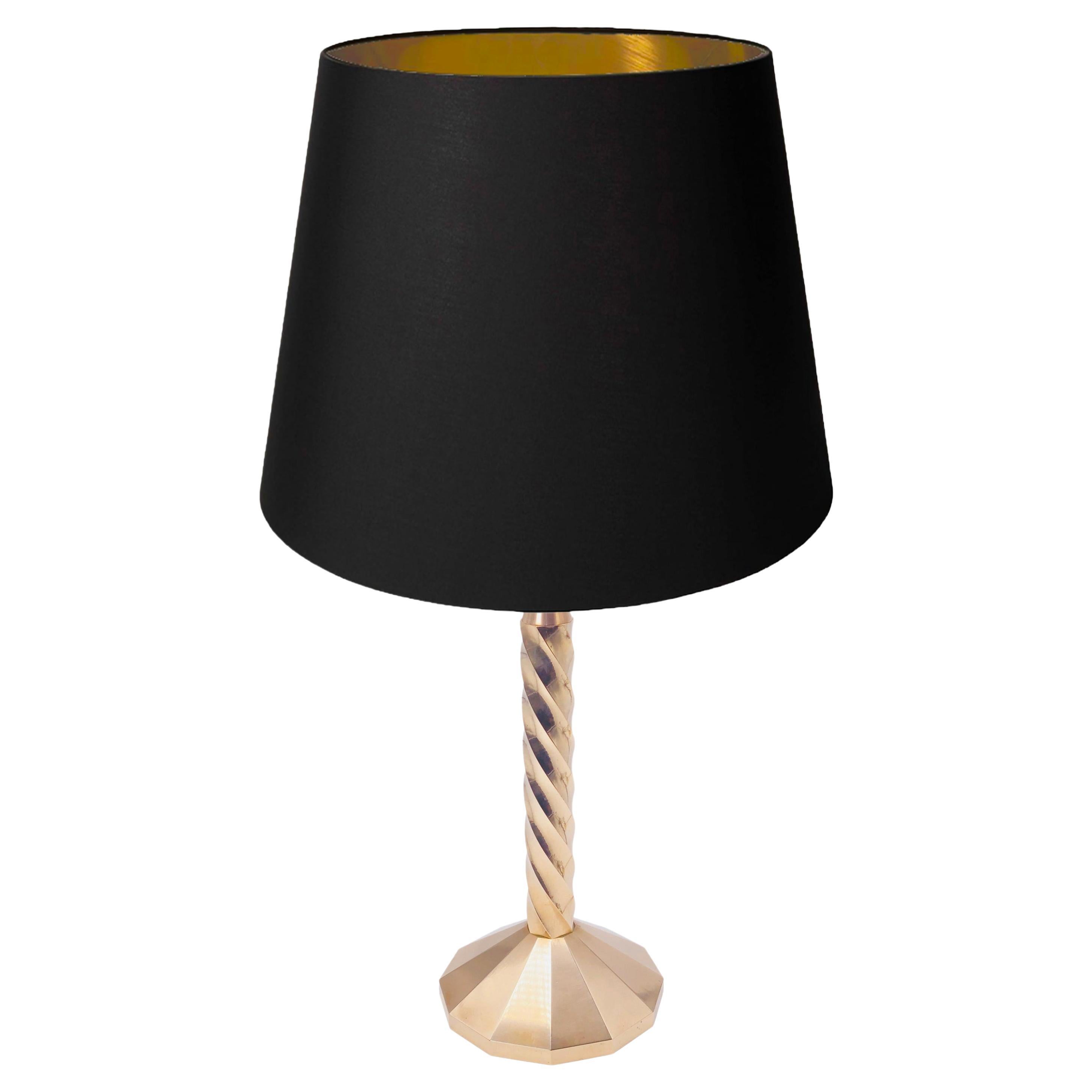 Art Deco Table Lamp, in Gold-Coloured Brass, circa 1940, France