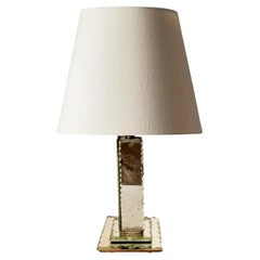 Art Deco Table Lamp in  Green Glass from Saint Gobain, France 1940