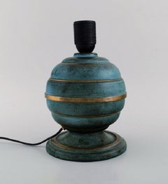 Art Deco Table Lamp in Green Patinated Metal, 1930s / 40s
