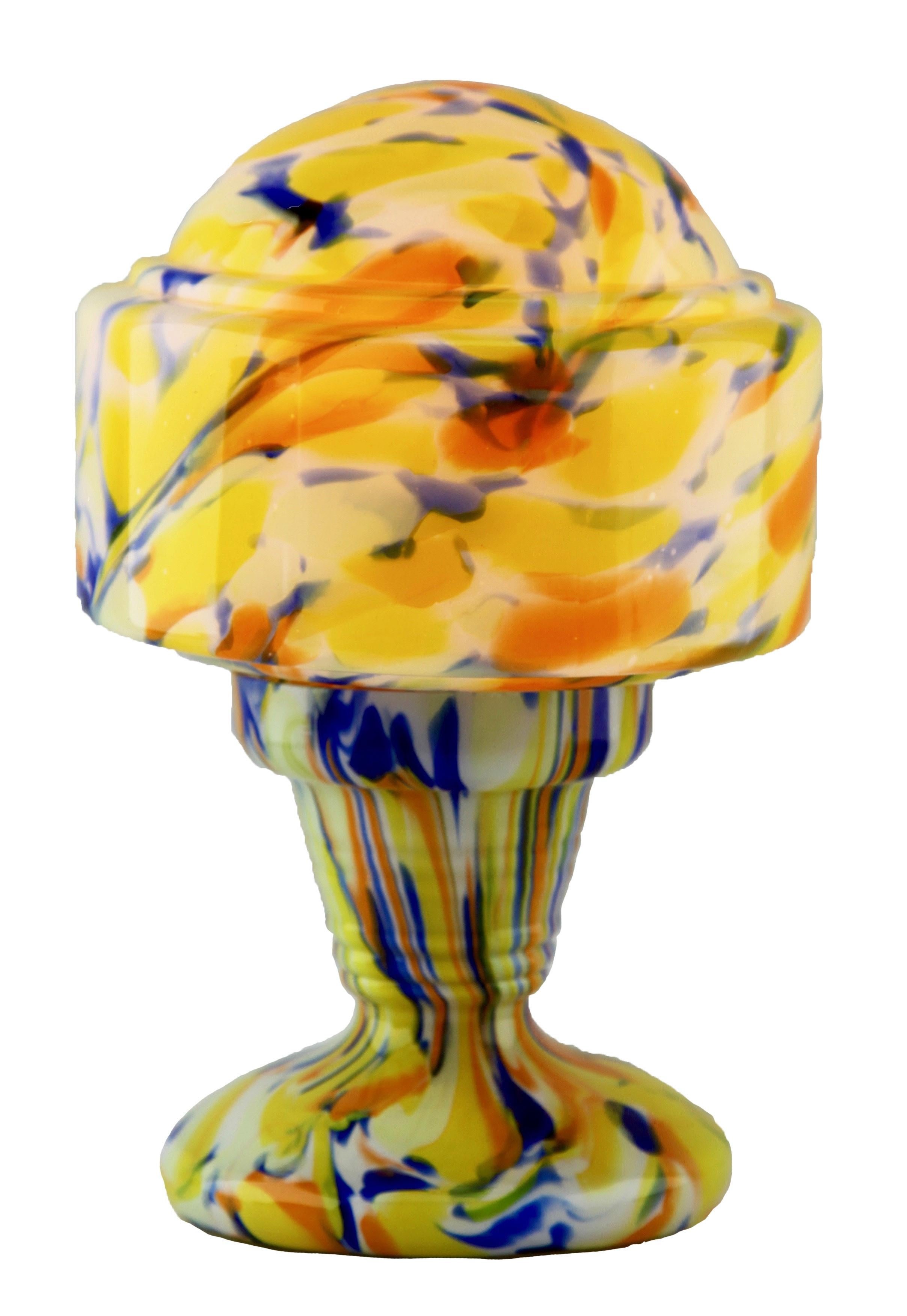 Art Deco Table Lamp in Multicolored Splatter Glass Scailmont Belgium 1930s 2