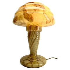 Lampe de bureau Art déco en verre tacheté multicolore Scailmont Belgique 1930s