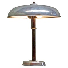 Art Deco Table Lamp in Nickel Plated and Bronzed Brass 1930s