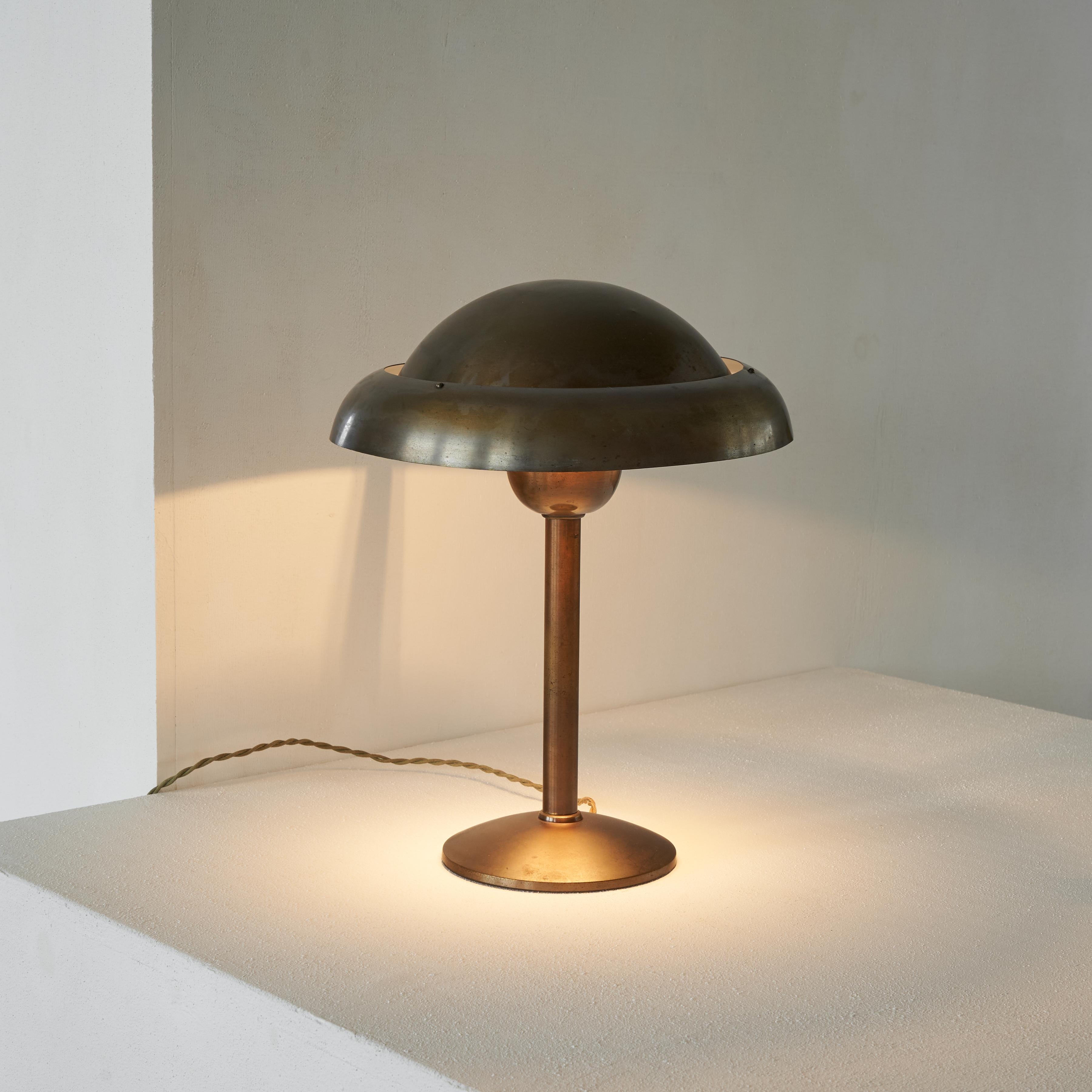 20th Century Art Deco Table Lamp in Patinated Brass